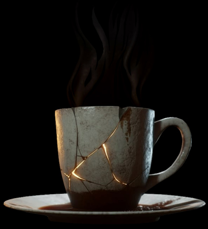 Kaffeetasse voller Risse